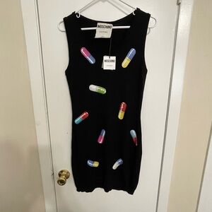 Moschino Couture! Black Mini Dress w/ Pills